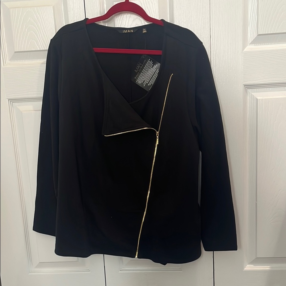 IMAN Black Jacket with Gold Zipper